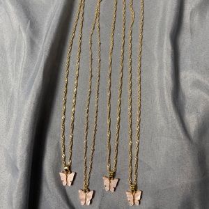 Butterfly Pendant Necklace in Light Pink